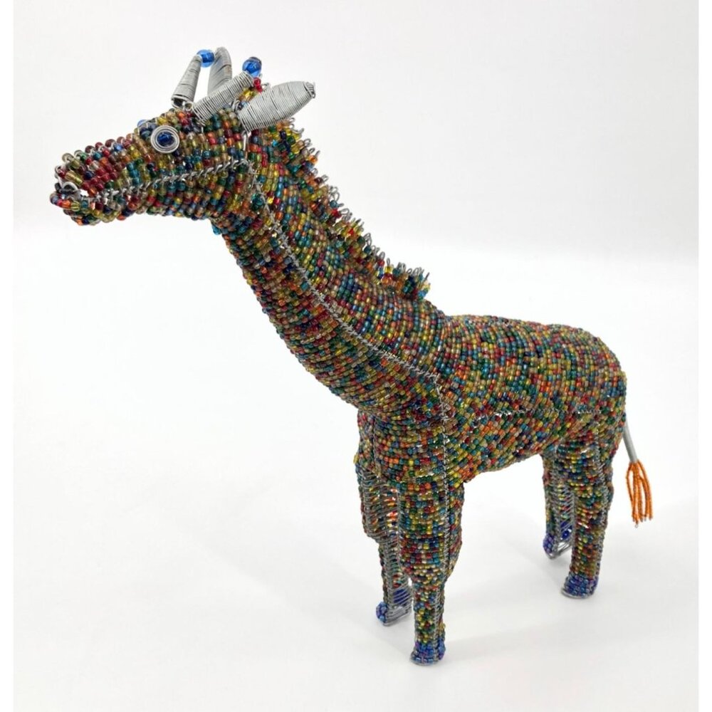 Beadworx Glass Beaded Giraffe Sculpture By Grassroots Handmade African Jungle